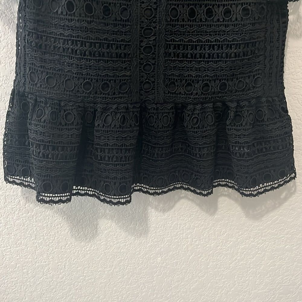 KATE SPADE Black Peplum Lace Blouse, Size XXS (Fits XXS/XS/S) - Picture 6 of 7
